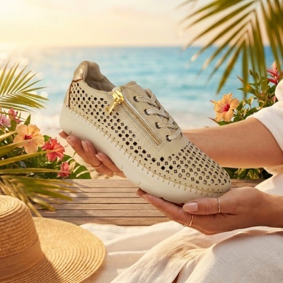 Sapatilhas Anatómicas em Pele Beje Love Comfort