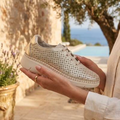 Sapatilhas Anatómicas em Pele Platinum Love Comfort