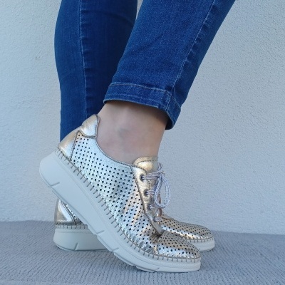 Sapatilha Confortável Anatómica Pele Prata Sapatilha Confortável Anatómica Pele Prata