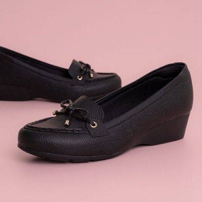 Sapato Preto Confortável Cunha Modare Sapato Preto Confortável Cunha Modare