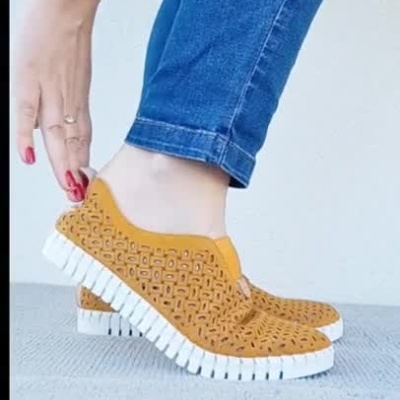 Sapatilha Confortável Pele Love Comfort Laranja (pés magros)