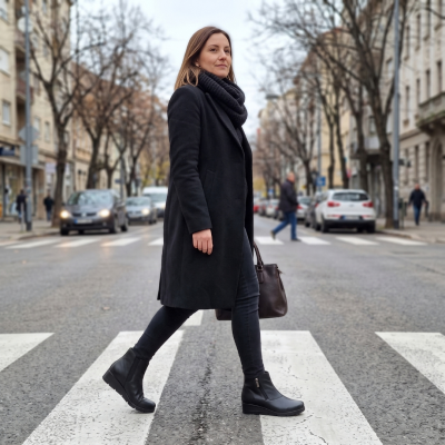 Bota Confortável em Pele Preta Valeria's