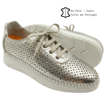 Sapatilhas Anatómicas em Pele Prata Love Comfort