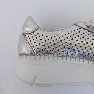 Sapatilha Confortável Anatómica Pele Prata Sapatilha Confortável Anatómica Pele Prata