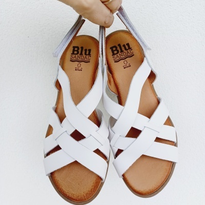 Sandália Confortável Pele Blu Sandal Branca