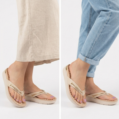 Chinelo Dedo Cunha Modare Creme
