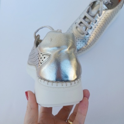 Sapatilha Confortável Anatómica Pele Prata Sapatilha Confortável Anatómica Pele Prata