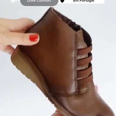 Bota Confortável em Pele Elástico Castanha