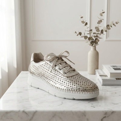 Sapatilhas Anatómicas em Pele Prata Love Comfort