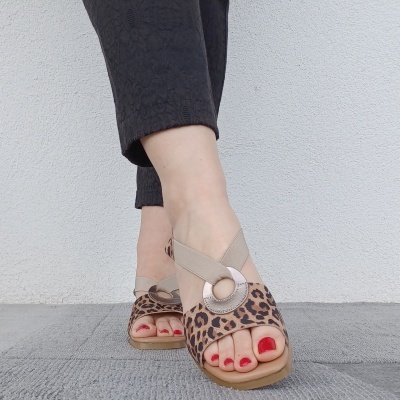 Sandália Confortável Anatómica Valéria's Leopardo