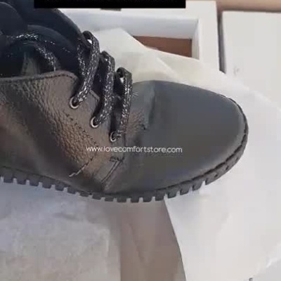 Botins Confortáveis Pele Preto com fechos Love Comfort