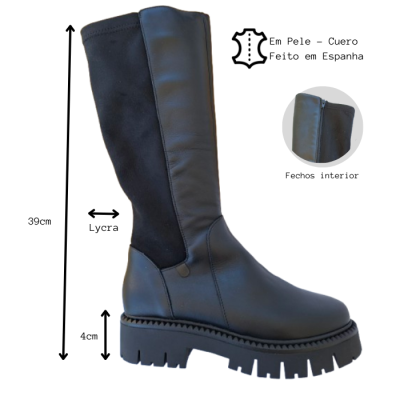 Bota Confortável em Pele Cano Alto Valeria's