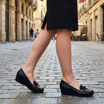 Sapato Preto Confortável Cunha Modare