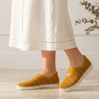 Sapatilha Confortável Pele Love Comfort Laranja (pés magros)