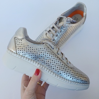 Sapatilha Confortável Anatómica Pele Prata Sapatilha Confortável Anatómica Pele Prata