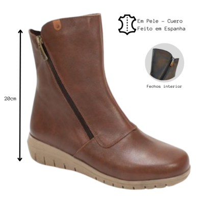 Botas Confortáveis em Pele Média Valeria's