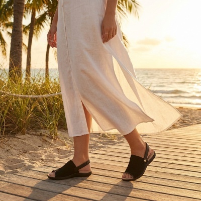 Sandália Confortável Modare Preta Knit