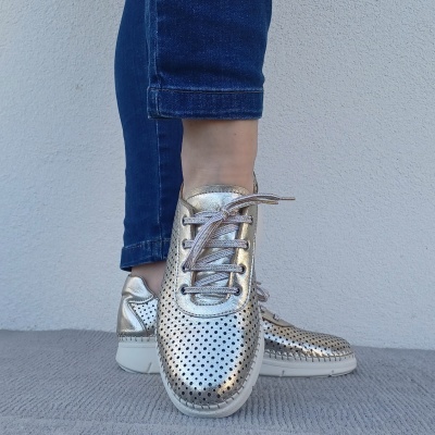 Sapatilha Confortável Anatómica Pele Prata Sapatilha Confortável Anatómica Pele Prata