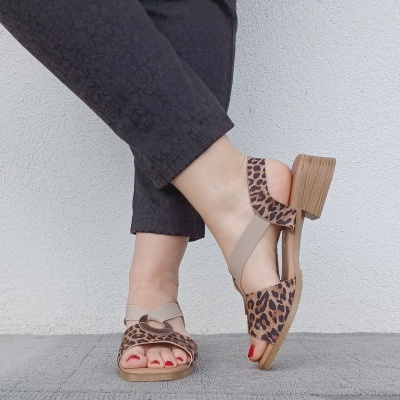 Sandália Confortável Anatómica Valéria's Leopardo