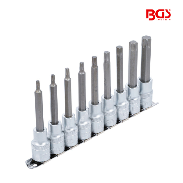 Conjunto de bits 1/2" Torx | T20 - T60 | 9 peças