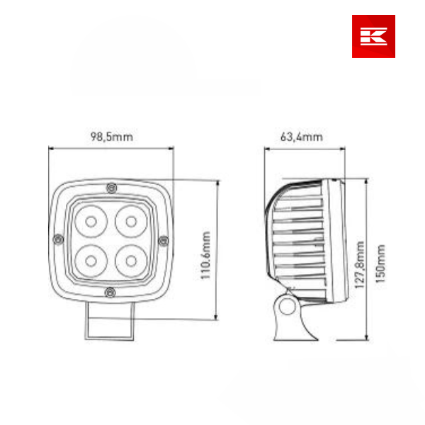 Luz de trabalho LED, 67W, 5600lm