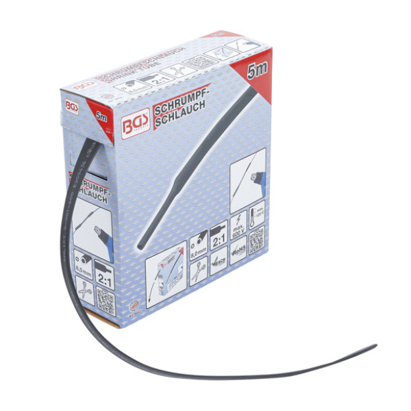 Mangueira termoretrátil | preto | Ø 8 mm | 5 m