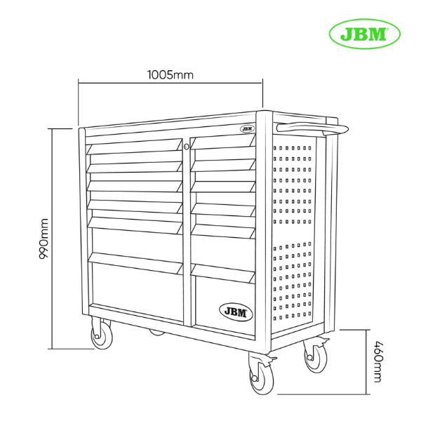 Carrinho de ferramentas XL com 12 gavetas | Verde