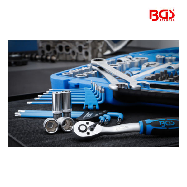 Jogo de chaves de caixa perfil Ondulado | 1/4"/ 3/8"/ 1/2"| 218 peças