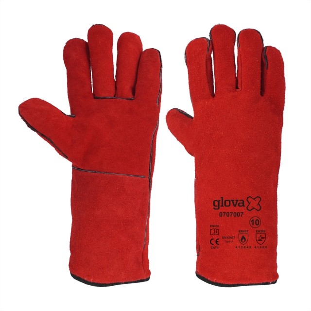 Luva Soldador Crute Vermelho Forro 35 cm
