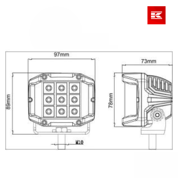 Luz de trabalho LED, 22.5W, 2850lm