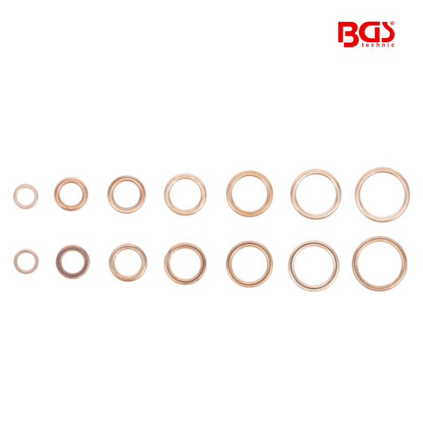 Sortido de anilhas de bujon | Cobre | Ø 6 - 20 mm | 95 peças