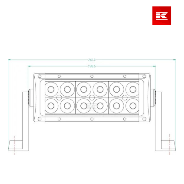 LED Barra plana       198,6mm | 36W | 3060 Lumens | 12/24V