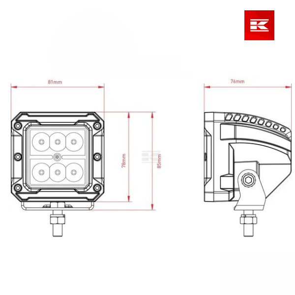 Luz de trabalho LED, 18W, 1620lm