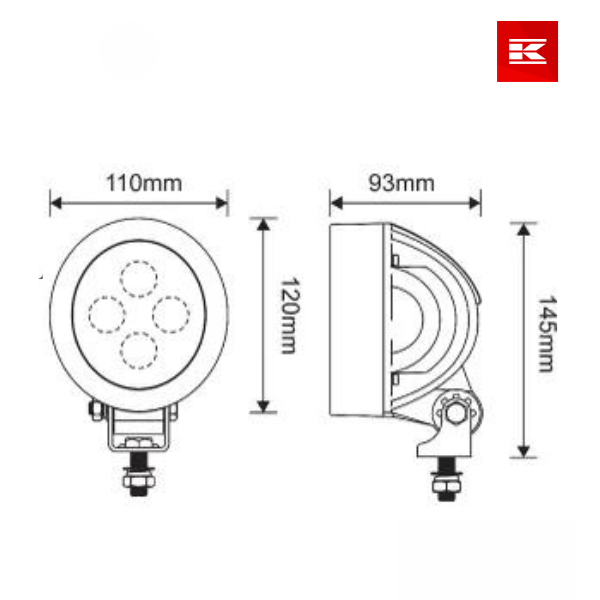Luz de trabalho LED, 40W 4500lm, projeção larga