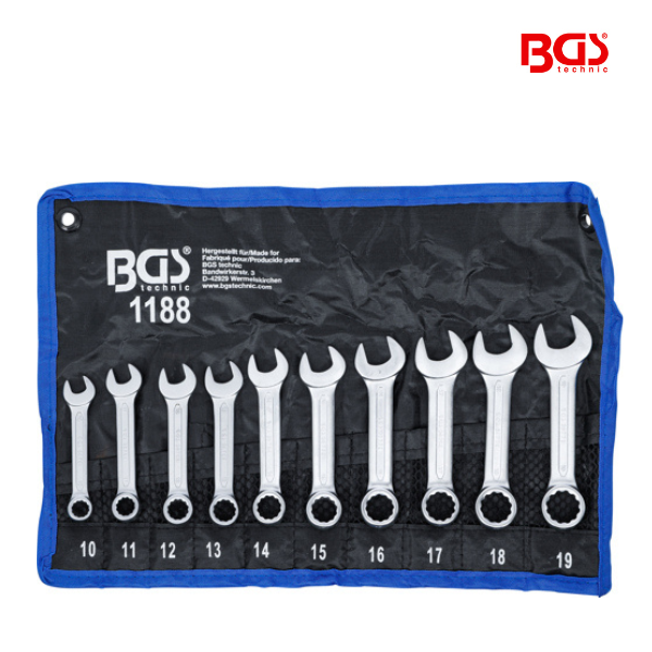 Chaves combinadas | extra curtas | 10 - 19 mm | 10 peças