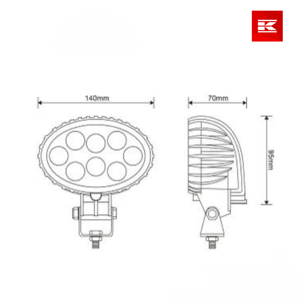 Luz de trabalho LED, 24W, 1920lm