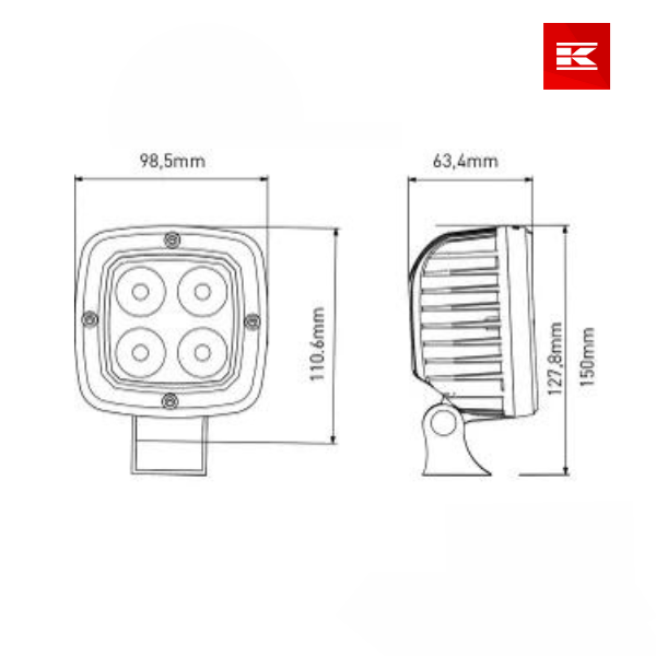 Luz de trabalho LED, 40W, 4000lm