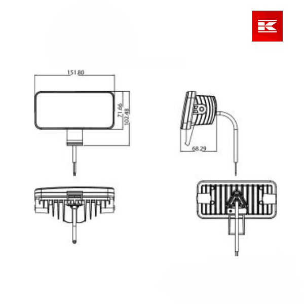 Luz de trabalho LED, 54W, 4100lm