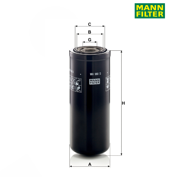 Filtro transmissão hidráulica MANN WH980/3