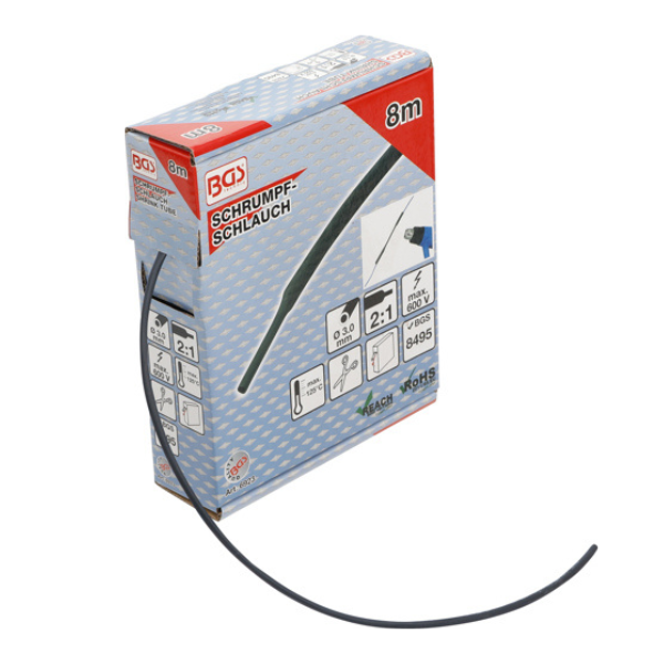 Mangueira termoretrátil | preto | Ø 3 mm | 8 m