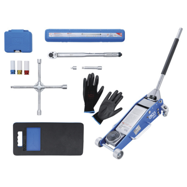 Kit de serviço de troca de rodas com macaco de manobra 2,5 t | 10 peças