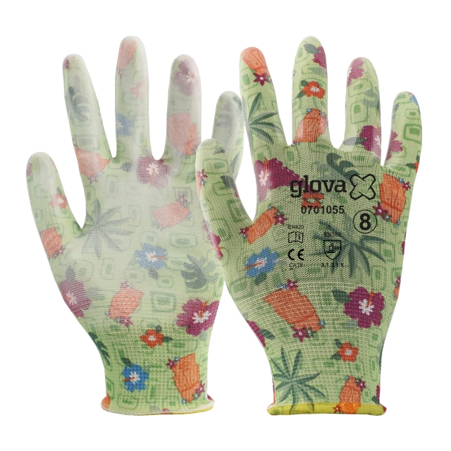 Luva Poliéster Florido Revestimento Poliuretano