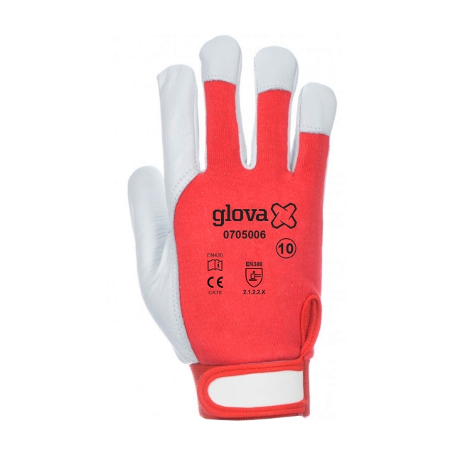 Luva Algodão/Pele Cabra | Ajuste Velcro