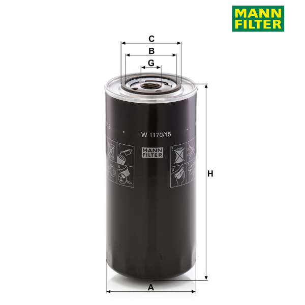 Filtro de óleo MANN W1170/15