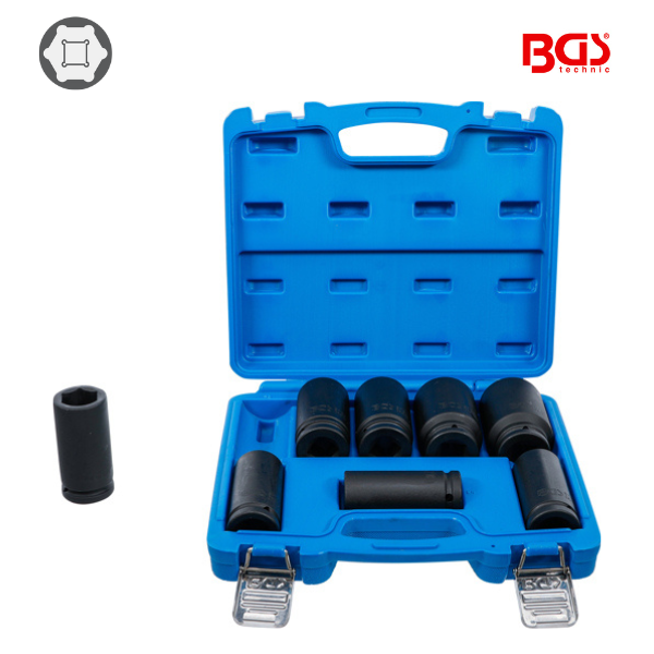 Chaves de caixa de impacto3/4" longas | 22 - 38 mm | 8 peças