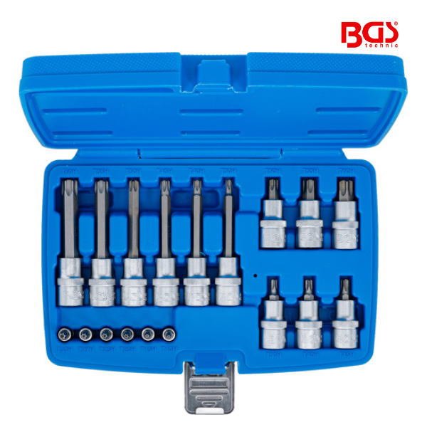 Conjunto de bits 1/4" / 1/2" Torx com perfuração | 18 peças