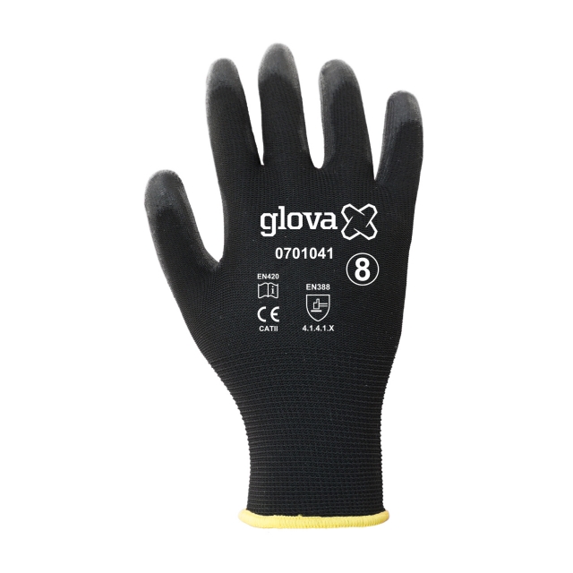 Luva Nylon Revestimento Poliuretano | Preto