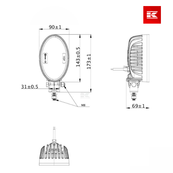 Luz de trabalho LED, 24W, 2240lm