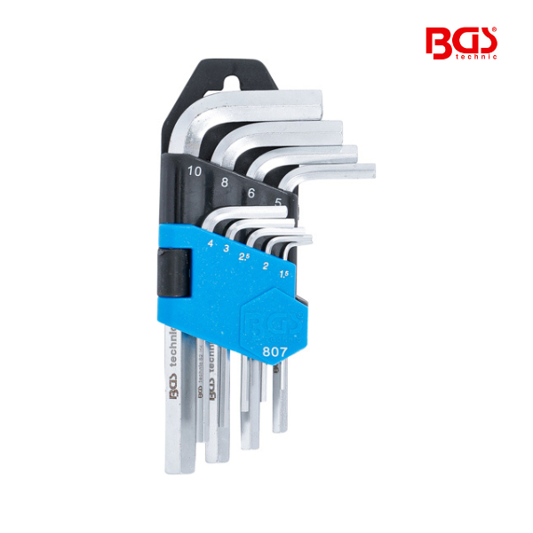 Chaves Allen | curtas | Sextavado 1,5 - 10 mm | 9 peças