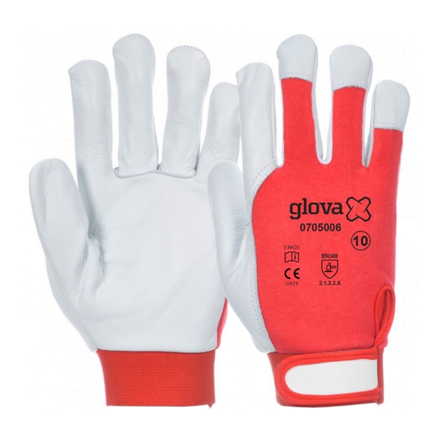 Luva Algodão/Pele Cabra | Ajuste Velcro